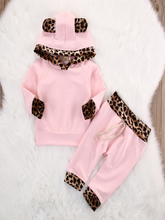 Load image into Gallery viewer, Baby Cute Cub Leopard Print Hooded Sweatshirt and Pants Set