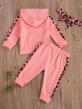Load image into Gallery viewer, Baby 'Mama's Mini' Hooded Leopard Lined Sweatshirt and Pants Set Pink