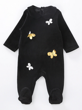 Load image into Gallery viewer, Baby Bedtime Butterfly Long Sleeve Footie Onesie Black