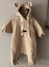 Load image into Gallery viewer, Baby Beary Cute Cuddly Romper Onesie With Drawstring Hoodie Pink