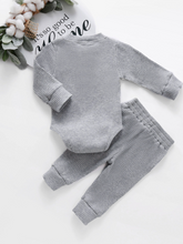 Load image into Gallery viewer, Baby Comfy Cozy Cotton Ribbed Long Sleeve Onesie and Pants Set Grey