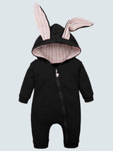 Load image into Gallery viewer, Baby Bouncing Bunny Ear Hooded Onesie