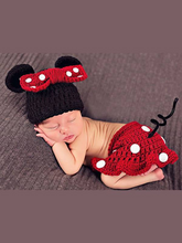 Load image into Gallery viewer, Baby knitted photoshoot costume - red minnie mouse inspired
