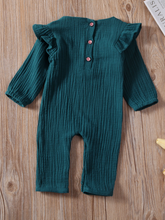 Load image into Gallery viewer, Baby Flouncy Flower Embroidered Romper Onesie Green