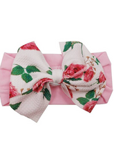 Load image into Gallery viewer, Baby Bow Headband floral pink