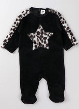 Load image into Gallery viewer, Baby Bedtime Velour Leopard Print Footie Onesie White