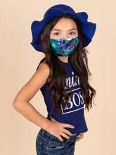 Load image into Gallery viewer, Adults and Kids Blue Teal Floral Reusable/Washable Face Masks with Filter