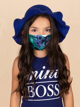 Load image into Gallery viewer, Adults and Kids Blue Teal Floral Reusable/Washable Face Masks with Filter