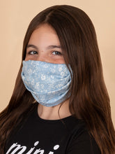 Load image into Gallery viewer, Adults and Kids Blue Floral Reusable/Washable Face Masks with Filter
