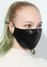 Load image into Gallery viewer, Adults Adjustable Glitter Sequin Reusable/Washable Face Masks
