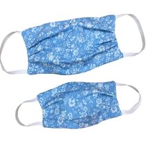 Load image into Gallery viewer, Adults and Kids Blue Floral Reusable/Washable Face Masks with Filter