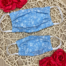 Load image into Gallery viewer, Adults and Kids Blue Floral Reusable/Washable Face Masks with Filter