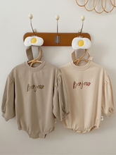 Load image into Gallery viewer, Baby &#39;Bonjour le Bébé&#39; Long Sleeve Onesie With Egg Headband
