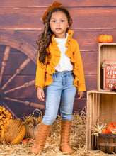 Load image into Gallery viewer, Mommy and Me Ruffled Faux Button Blazer Style Cardigan
