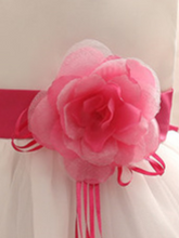 Load image into Gallery viewer, Baby Dress with Flower pedal hem and belt with flower applique pink
