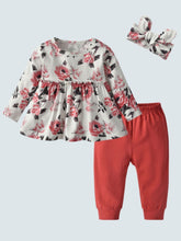 Load image into Gallery viewer, Baby Floral Funtime Long Sleeve Casual 3 Piece Set Dusty Pink
