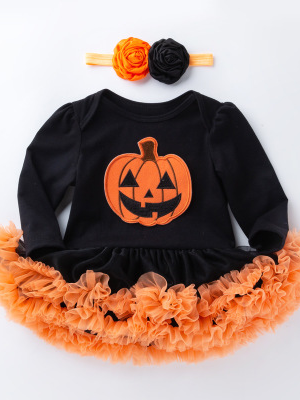 Baby Halloween Pumpkin Tutu Onesie