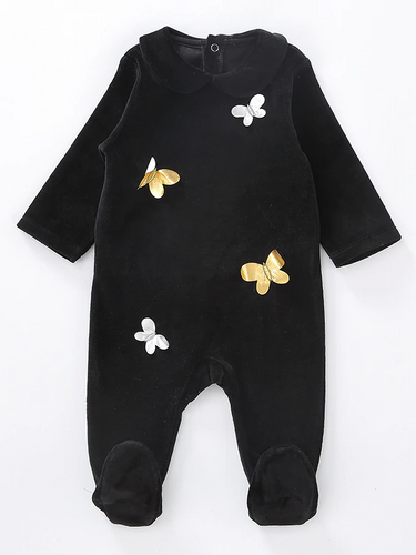 Baby Bedtime Butterfly Long Sleeve Footie Onesie Black
