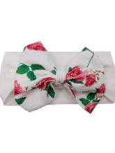 Load image into Gallery viewer, Baby Bow Headband floral white
