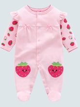 Load image into Gallery viewer, Baby Berry Stylish Strawberry Footie Onesie Pink
