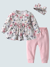 Load image into Gallery viewer, Baby Floral Funtime Long Sleeve Casual 3 Piece Set Coral
