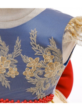 Load image into Gallery viewer, Baby Floral Lace Embroidered Beaded Dress with Bow-Gold
