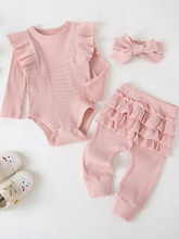 Load image into Gallery viewer, Baby Frills N Fun Long Sleeve Ribbed Onesie And Legging Set Pink
