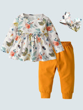 Load image into Gallery viewer, Baby Floral Funtime Long Sleeve Casual 3 Piece Set Yellow
