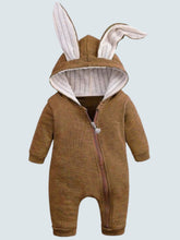 Load image into Gallery viewer, Baby Bouncing Bunny Ear Hooded Onesie
