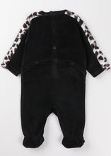 Load image into Gallery viewer, Baby Bedtime Velour Leopard Print Footie Onesie White
