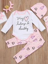 Load image into Gallery viewer, Baby &#39;My Heart Belongs To Daddy&#39; Long Sleeve Onesie and Legging Set
