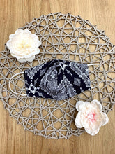 Load image into Gallery viewer, Adults and Kids Navy Geo Paisley Print Reusable/Washable Face Masks with Filter
