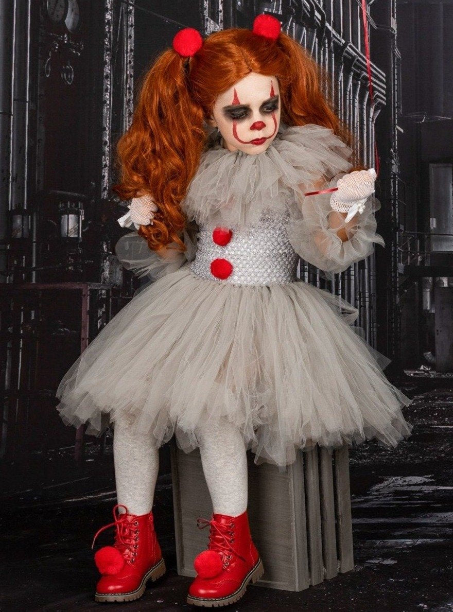 Girls IT Movie Inspired Pennywise Scary Clown Halloween Costume