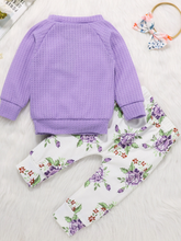 Load image into Gallery viewer, Baby Fancy Floral Lilac Sweatshirt and Pants Set
