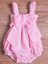 Load image into Gallery viewer, Baby Cute Bows and Ruffles Striped Onesie
