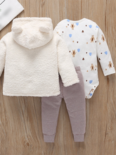 Load image into Gallery viewer, Baby Comfy Autumn Bear Hooded Jacket, Onesie, And Legging Set
