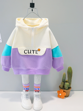 Load image into Gallery viewer, Baby Cute Kiddo Casual Hooded Sweater And Pants Set Purple
