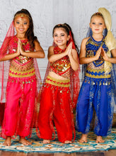 Load image into Gallery viewer, Girls Deluxe Gold Embroidered Arabian Genie Costume - Girls Halloween Costume

