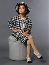 Load image into Gallery viewer, Girls Iconic Ivory &amp; Black Houndstooth Coco Chanel Halloween Costume - Girls Halloween Costume
