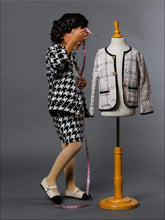 Load image into Gallery viewer, Girls Iconic Ivory &amp; Black Houndstooth Coco Chanel Halloween Costume - Girls Halloween Costume
