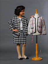 Load image into Gallery viewer, Girls Iconic Ivory &amp; Black Houndstooth Coco Chanel Halloween Costume - Girls Halloween Costume
