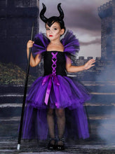Load image into Gallery viewer, Girls Purple &amp; Black Maleficent Inspired Halloween Tutu Dress - Girls Halloween Costume
