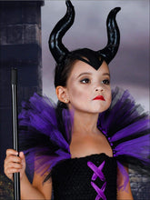 Load image into Gallery viewer, Girls Purple &amp; Black Maleficent Inspired Halloween Tutu Dress - Girls Halloween Costume

