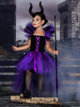 Load image into Gallery viewer, Girls Purple &amp; Black Maleficent Inspired Halloween Tutu Dress - Purple / 2T - Girls Halloween Costume
