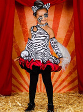 Load image into Gallery viewer, Girls Sassy Zebra Halloween Costume Dress - Girls Halloween CostumeGirls Sassy Zebra Halloween Costume Dress
