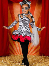 Load image into Gallery viewer, Girls Sassy Zebra Halloween Costume Dress - White / 3T - Girls Halloween Costume
