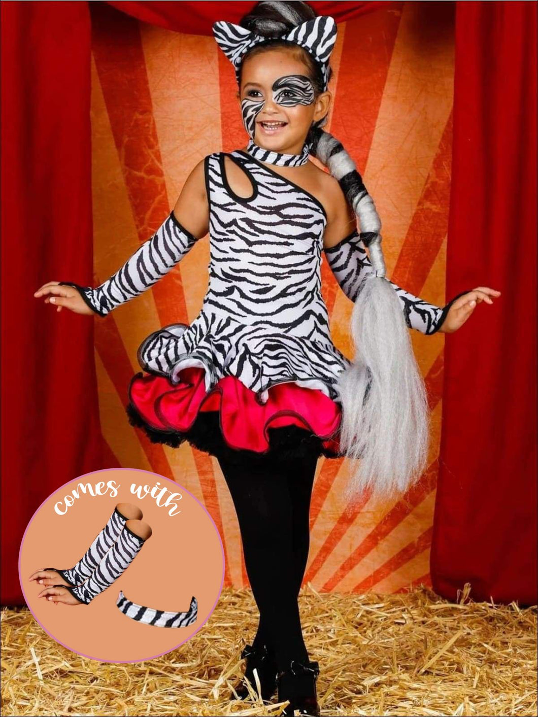 Girls Sassy Zebra Halloween Costume Dress