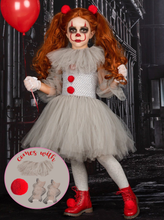 Load image into Gallery viewer, Girls IT Movie Inspired Pennywise Scary Clown Halloween Costume
