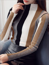 Load image into Gallery viewer, Womens Casual Knit Vertical Striped Sweater - Brown / S - Womens Fall Sweaters
