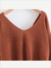 Load image into Gallery viewer, Womens Fall Knit Casual V-Neck Sweater - Womens Fall Sweaters

